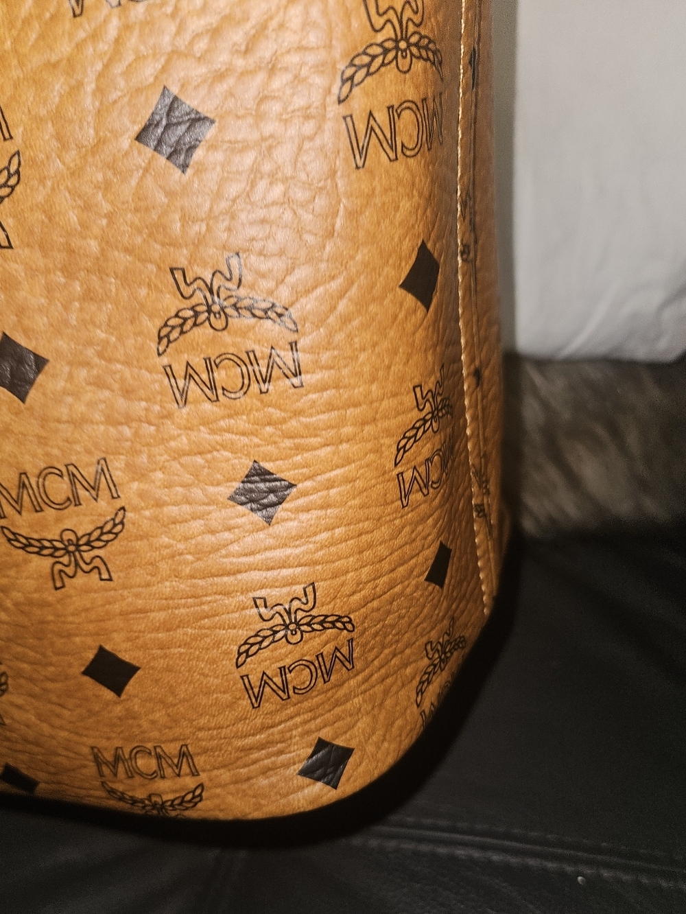 MCM Cognac Visetos Logo Tote W/ Pouch - Picture 4 of 12